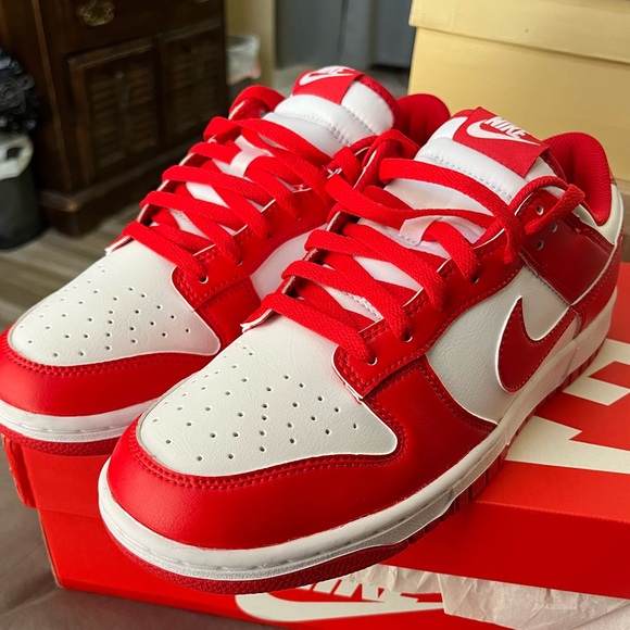 Nike Dunk Low Retro shoes Red & White - Picture 1 of 5